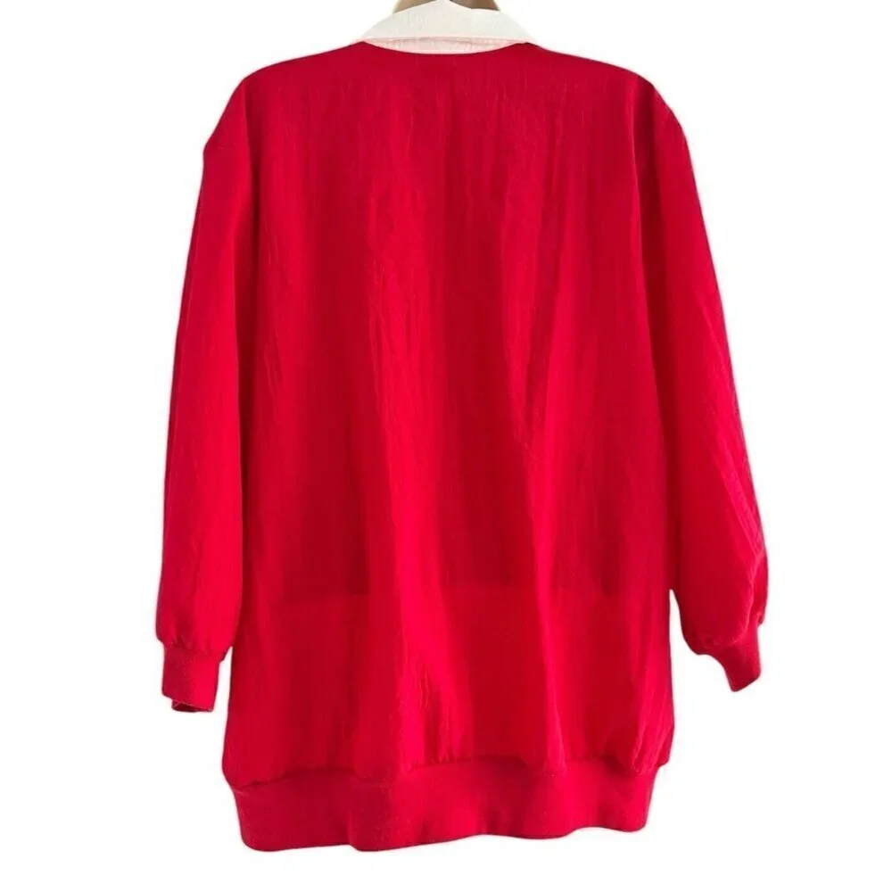 Vtg 80s Susan Christopher Of California Womans Sz Large Red White Striped Blouse